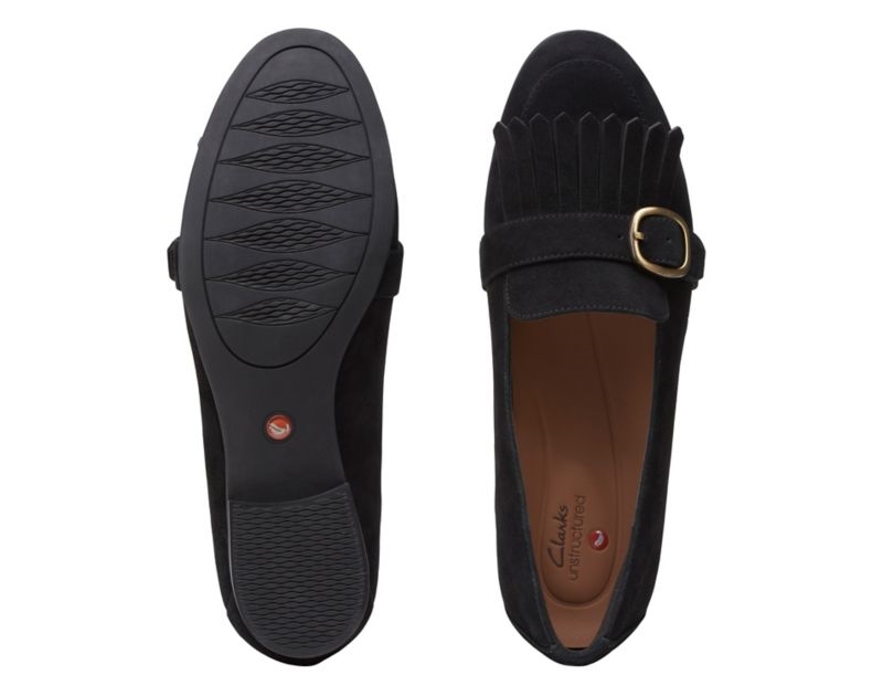 Clarks Un Blush Fame Loafers Flat Shoes Black Women - India Z8J4972-R0