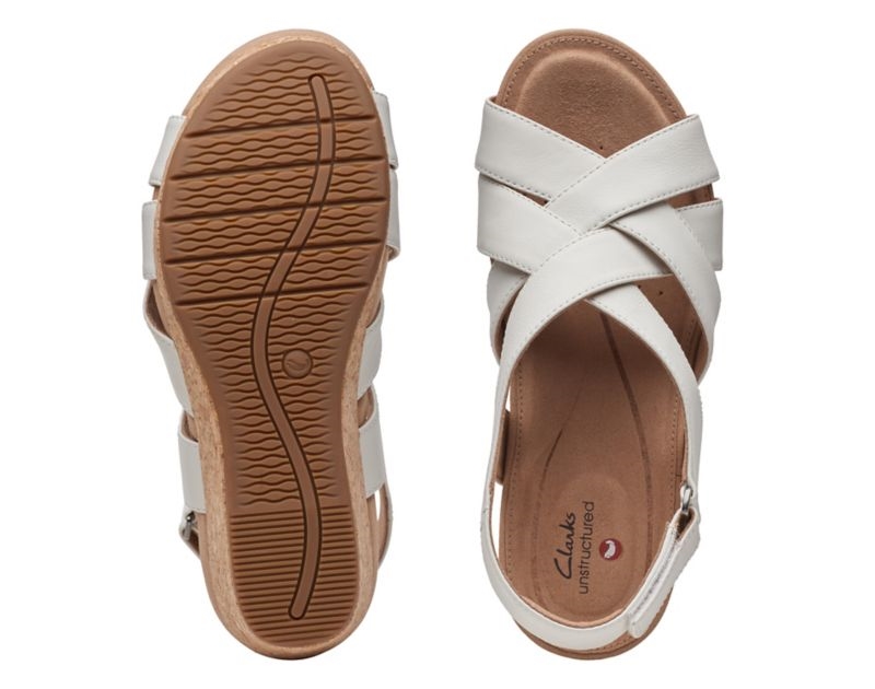 Clarks Un Capri Step Heeled Sandals White Women - India L9C7968-T7