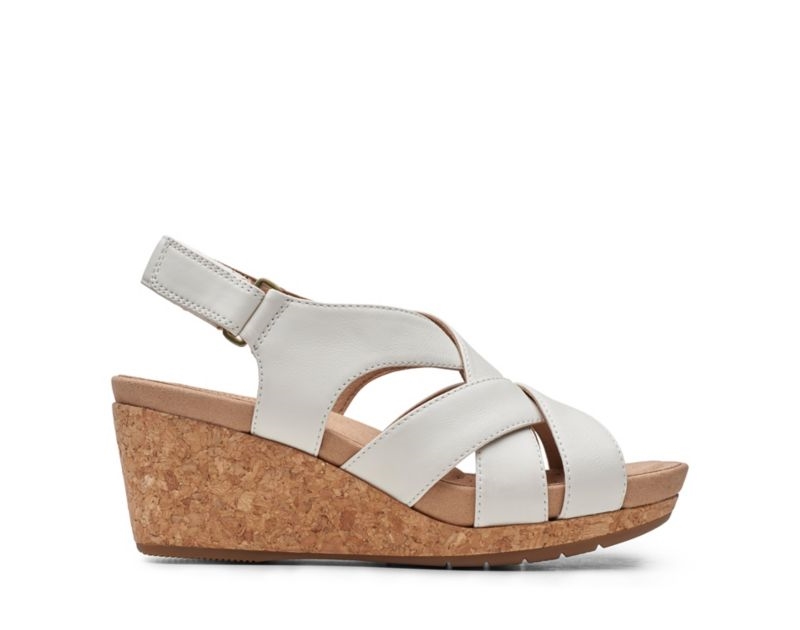 Clarks Un Capri Step Wedge Sandals White Women - India M2L1627-R7