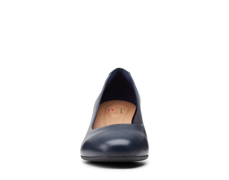 Clarks Un Cosmo Dress Heeled Shoes Wide Fit Shoes Navy Women - India J3H8340-C4