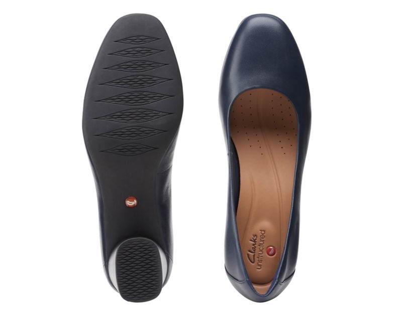 Clarks Un Cosmo Dress Heeled Shoes Wide Fit Shoes Navy Women - India J3H8340-C4