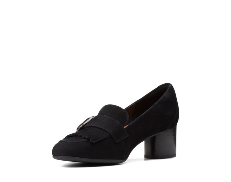 Clarks Un Cosmo Go Loafers Heels Black Women - India S3N7414-A4