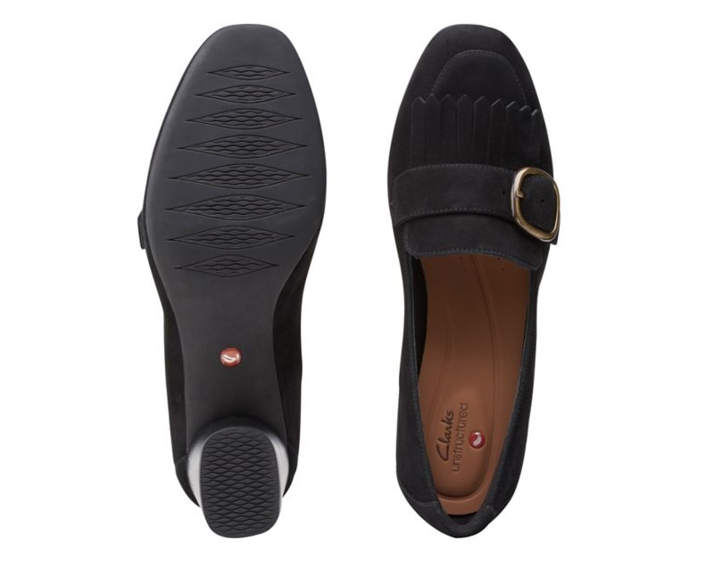Clarks Un Cosmo Go Loafers Heels Black Women - India S3N7414-A4