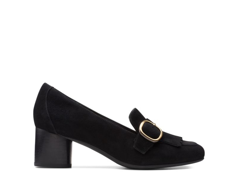 Clarks Un Cosmo Go Loafers Heels Black Women - India S3N7414-A4