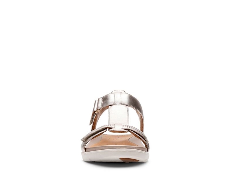 Clarks Un Haywood Flat Sandals Gold Metal Women - India A5S2339-X5