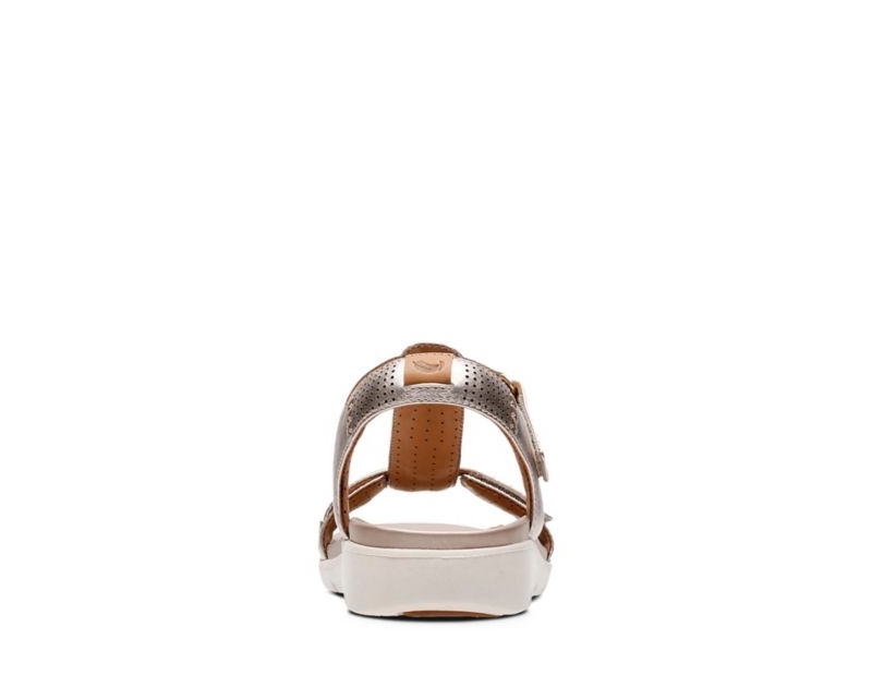 Clarks Un Haywood Flat Sandals Gold Metal Women - India A5S2339-X5