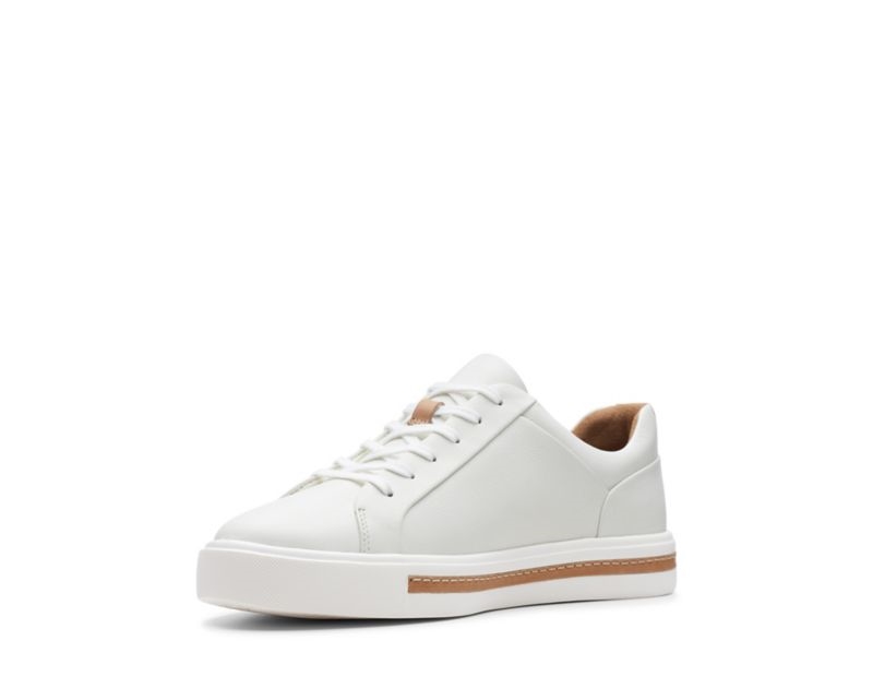 Clarks Un Maui Lace Trainers Flat Shoes White Women - India X1W5234-G1