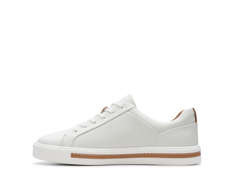 Clarks Un Maui Lace Trainers Flat Shoes White Women - India X1W5234-G1