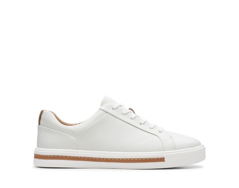 Clarks Un Maui Lace Trainers Flat Shoes White Women - India X1W5234-G1