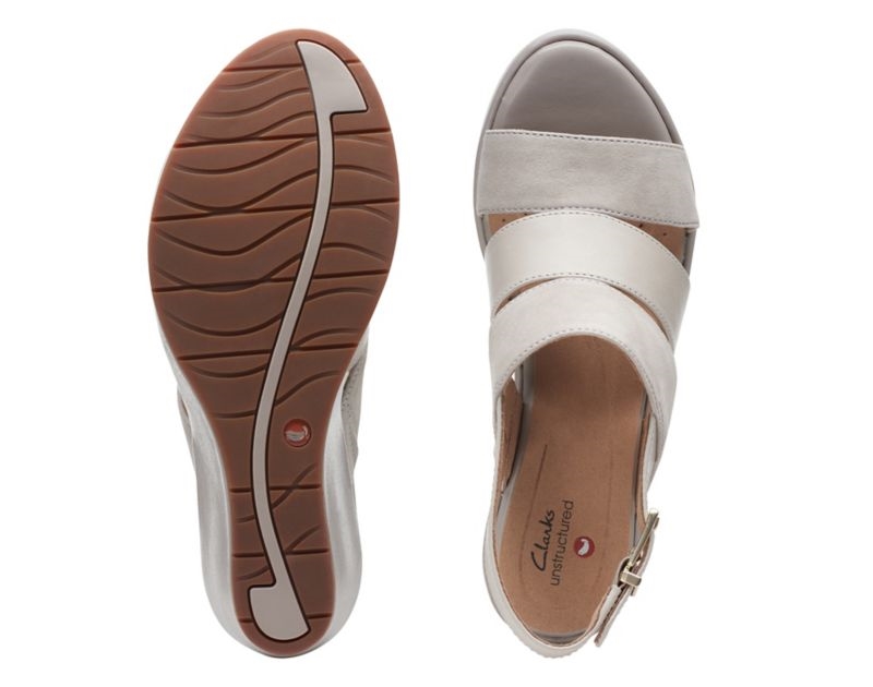 Clarks Un Plaza Go Wedge Sandals Gold Women - India X6N7136-M7