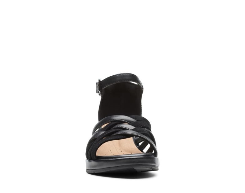 Clarks Un Plaza Vibe Wedge Sandals Black Women - India Z8I6355-B4