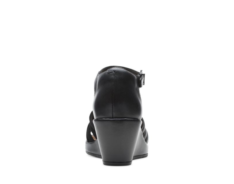 Clarks Un Plaza Vibe Wedge Sandals Black Women - India Z8I6355-B4