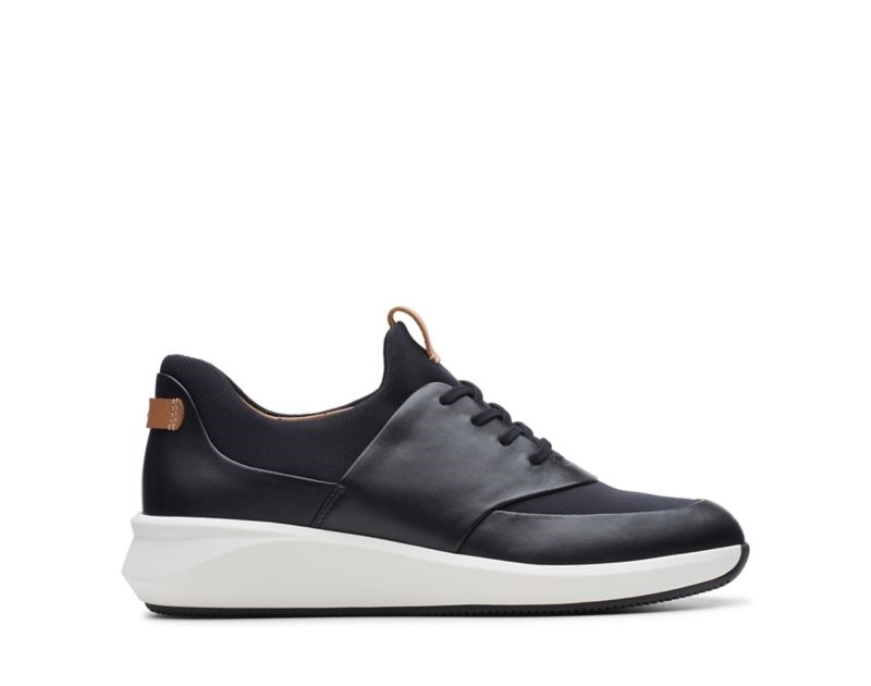 Clarks Un Rio Lace Trainers Black Women - India W3X1088-C2