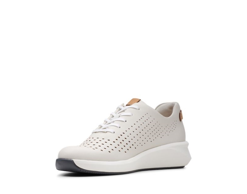 Clarks Un Rio Tie Trainers White Women - India B3G0886-L0
