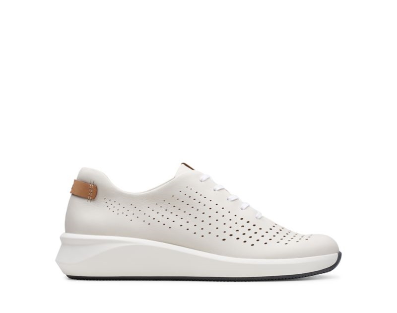 Clarks Un Rio Tie Trainers White Women - India B3G0886-L0