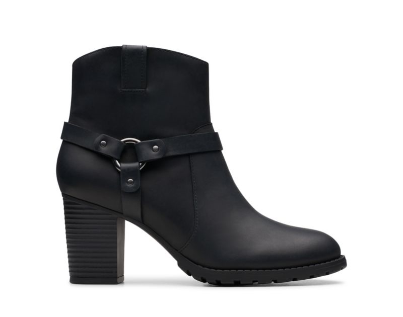 Clarks Verona Rock Ankle Boots Black Women - India S7J7915-B3
