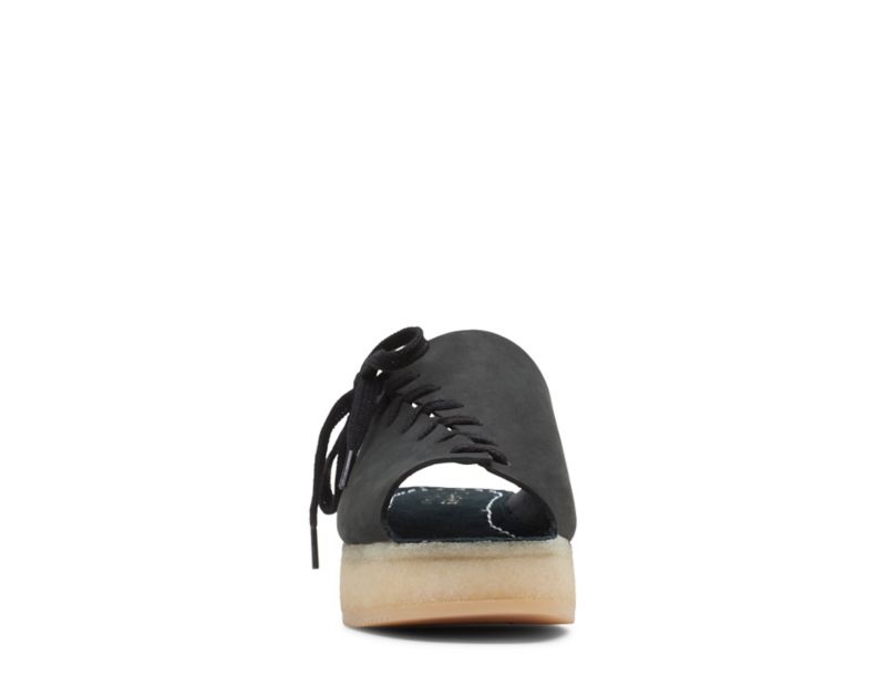 Clarks Wallacraft Open Sandals Wedge Sandals Black Women - India W8C7539-D5