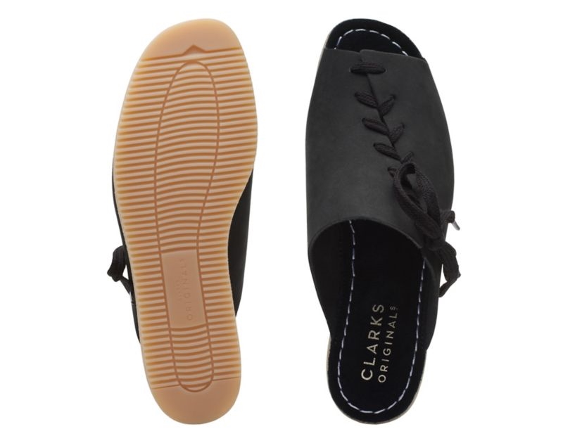 Clarks Wallacraft Open Sandals Wedge Sandals Black Women - India W8C7539-D5