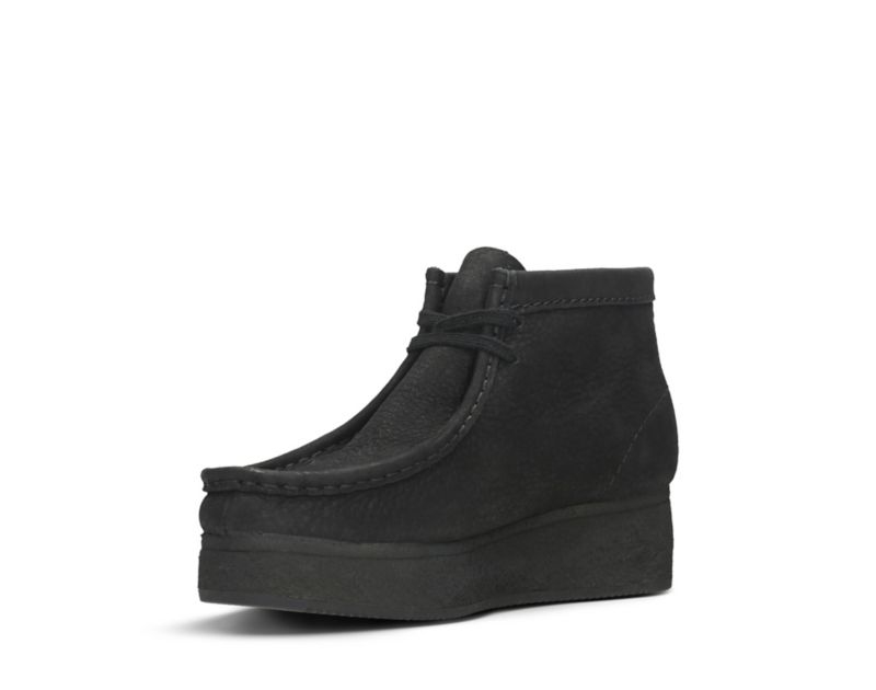 Clarks Wedge Wallabee Boots Black Women - India Y3W5352-J1