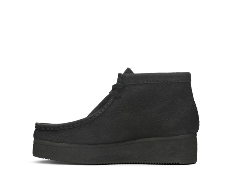 Clarks Wedge Wallabee Boots Black Women - India Y3W5352-J1