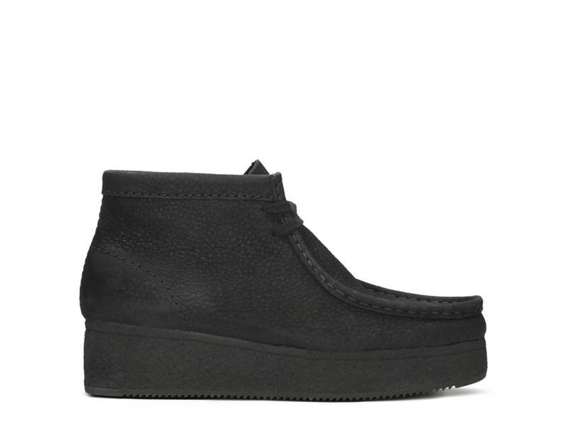 Clarks Wedge Wallabee Boots Black Women - India Y3W5352-J1