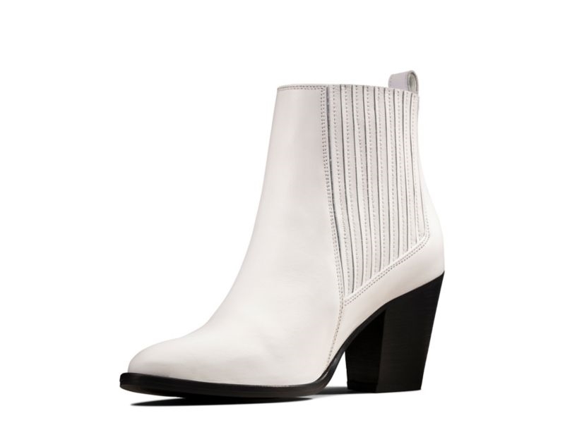 Clarks West Lo Heeled Boots White Women - India L6T7152-P2