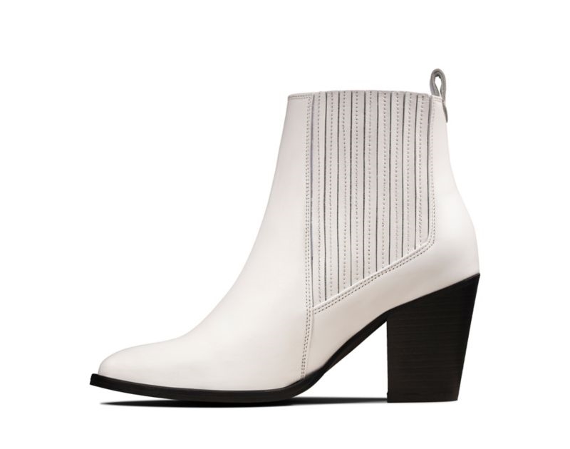 Clarks West Lo Heeled Boots White Women - India L6T7152-P2
