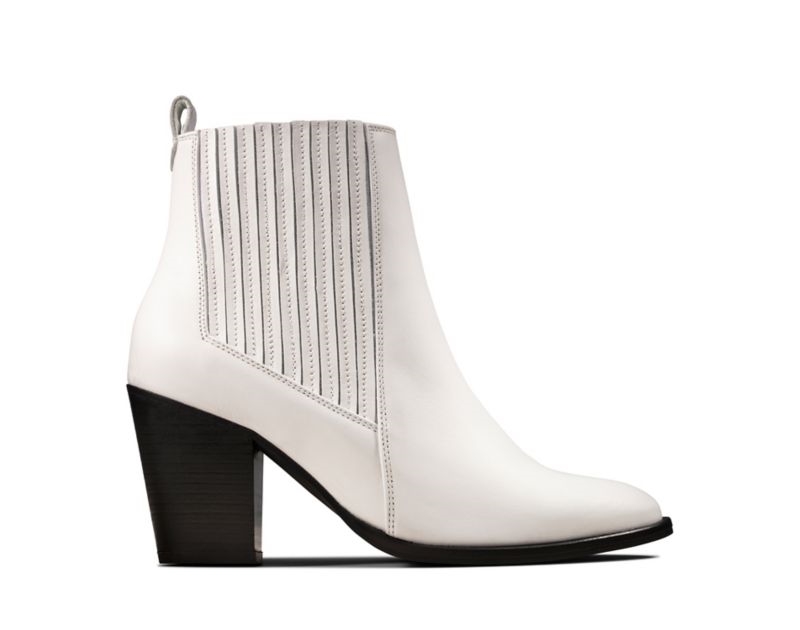 Clarks West Lo Heeled Boots White Women - India L6T7152-P2
