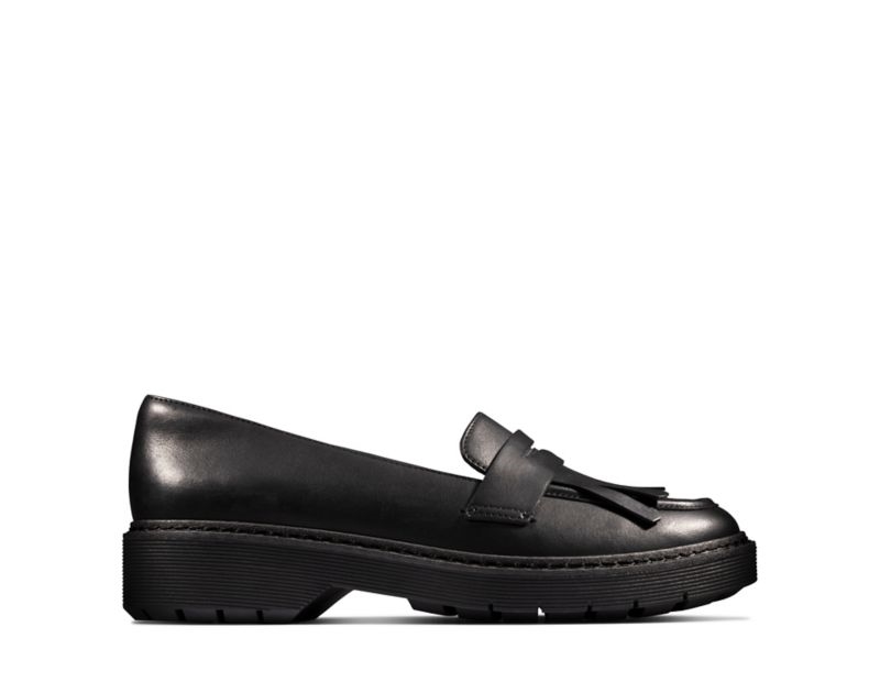 Clarks Witcombe Dawn Loafers Flat Shoes Black Women - India P9Y4094-S5